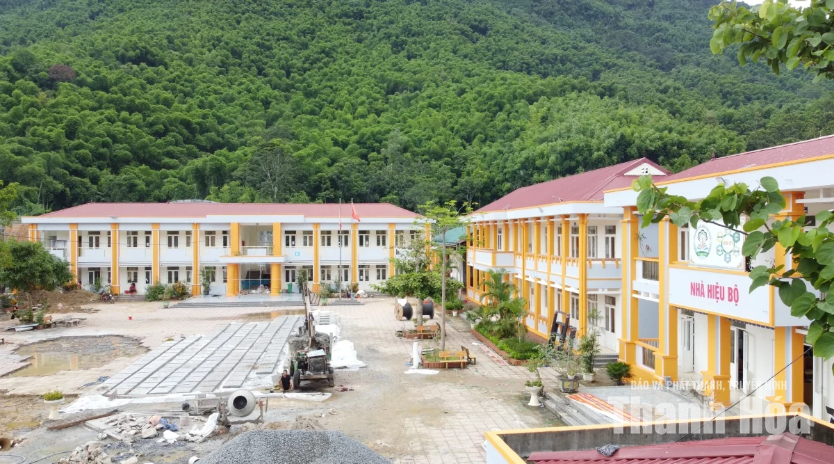 Cận cảnh trường phổ thông nội trú liên cấp tiểu học và THCS sắp hoàn thành đầu tiên ở Thanh Hóa