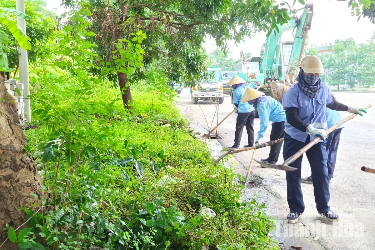 Ra quân xử lý môi trường, khơi thông dòng chảy tại phường Hạc Thành