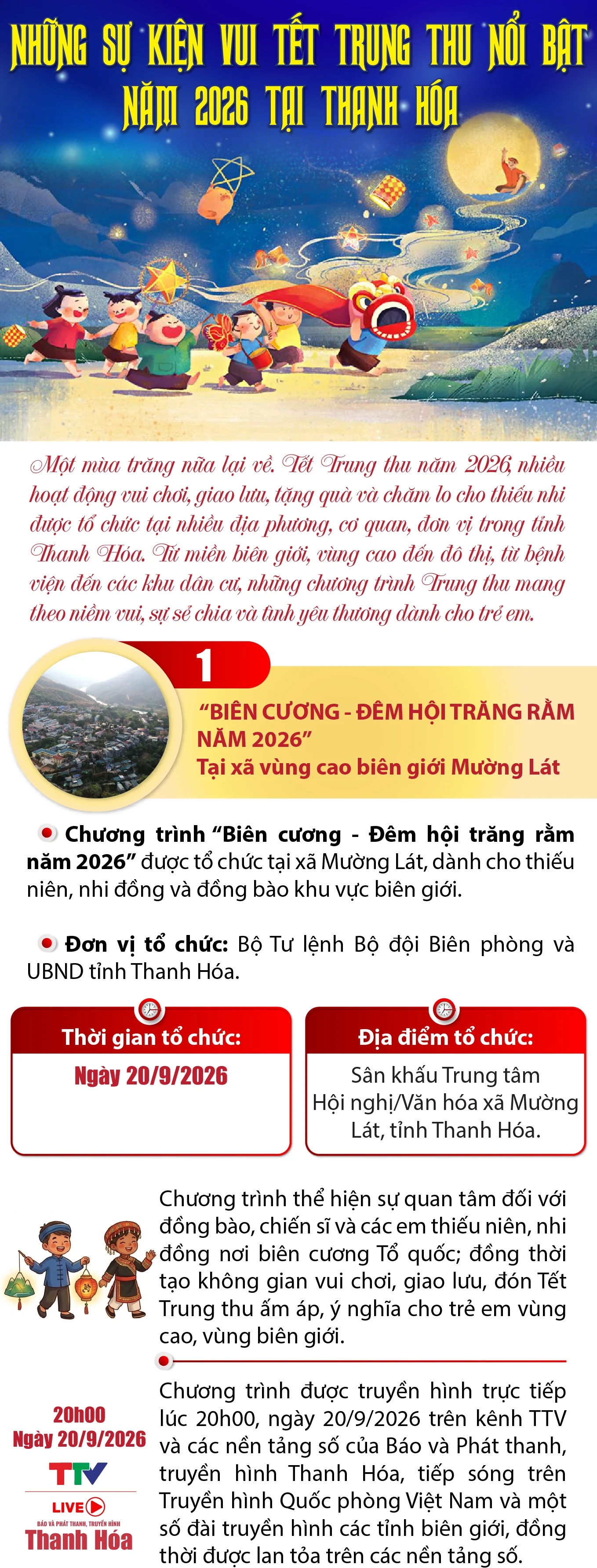 Những sự kiện vui Tết Trung thu nổi bật năm 2026 tại Thanh Hóa