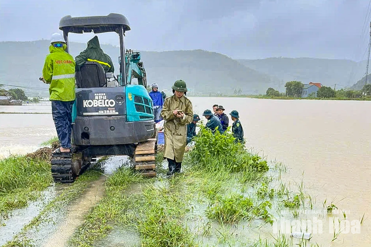 Vỡ bờ kênh T2 ở xã Tống Sơn: Khẩn trương gia cố điểm xung yếu