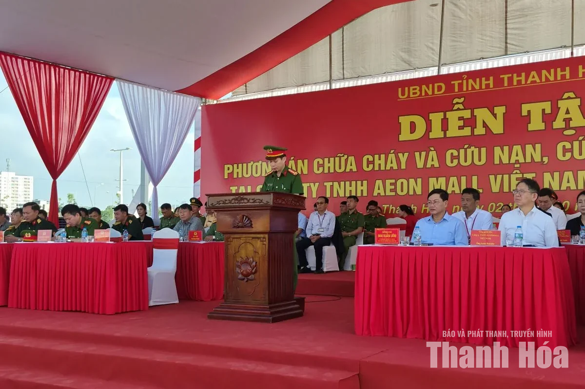 Diễn tập phương án chữa cháy và cứu nạn, cứu hộ tại AEON MALL Thanh Hóa