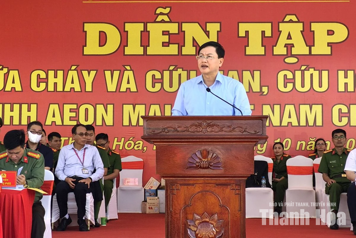 Diễn tập phương án chữa cháy và cứu nạn, cứu hộ tại AEON MALL Thanh Hóa