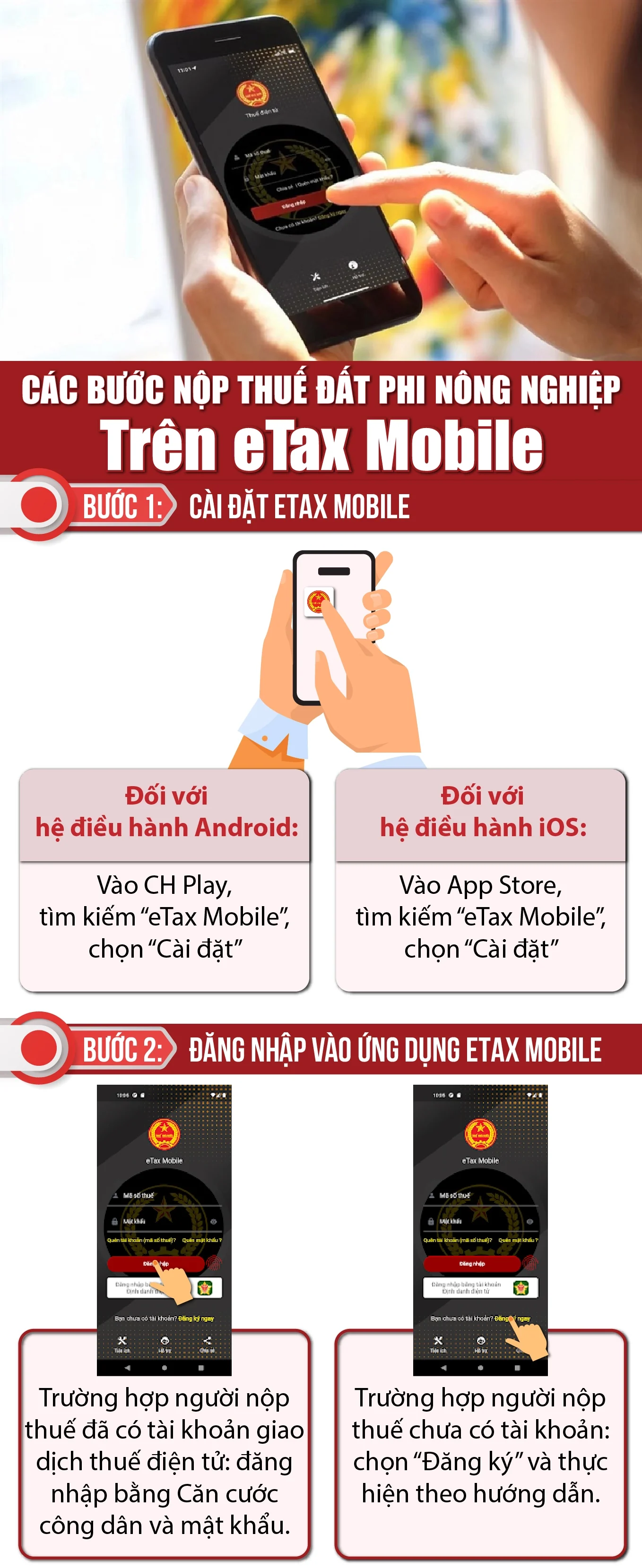 Hướng dẫn nộp thuế đất phi nông nghiệp trên eTax Mobile