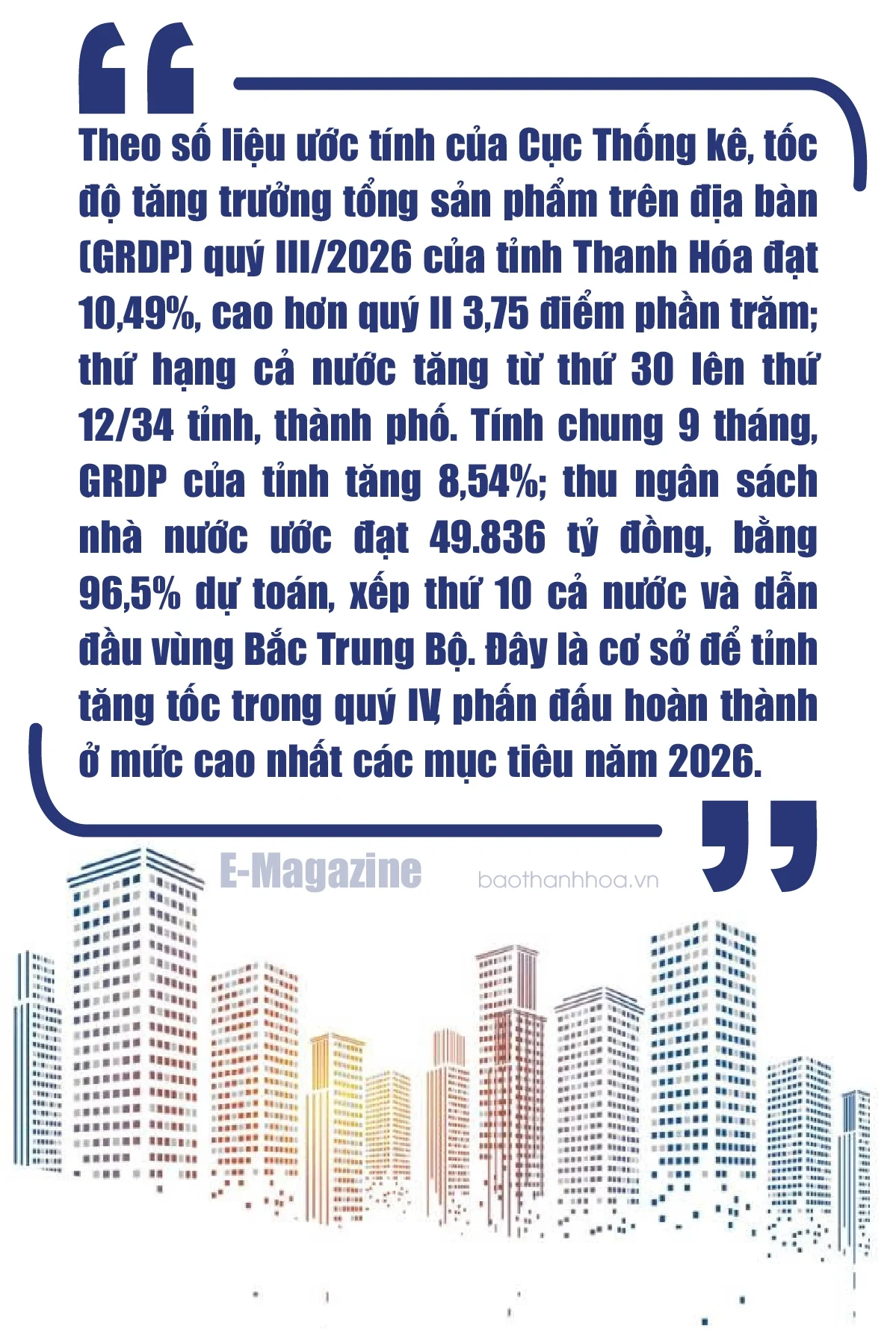 [E-Magazine] Thanh Hoá thu ngân sách 9 tháng xếp thứ 10 cả nước