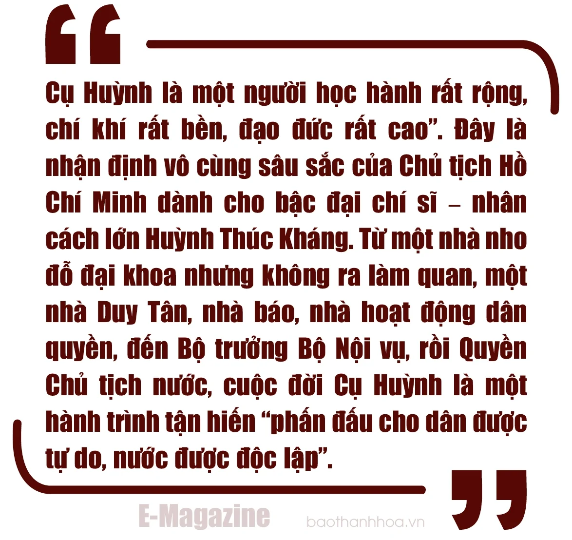 [E-Magazine] Đại chí sĩ Huỳnh Thúc Kháng: Một đời vì nước, vì dân!