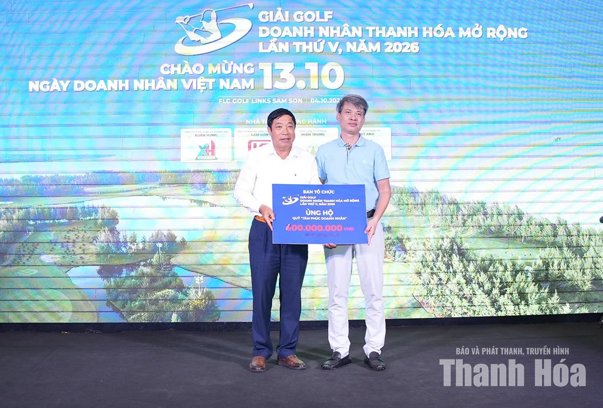 Giải Golf Doanh nhân Thanh Hóa mở rộng quyên góp 600 triệu đồng cho quỹ từ thiện