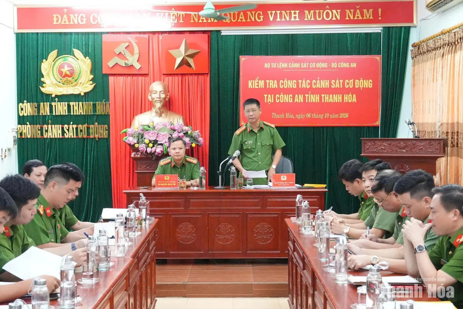 Kiểm tra công tác cảnh sát cơ động tại Công an tỉnh Thanh Hóa