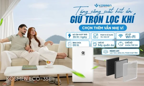 Máy hút ẩm kiêm lọc không khí - giải pháp kép cho những ngày mưa ẩm