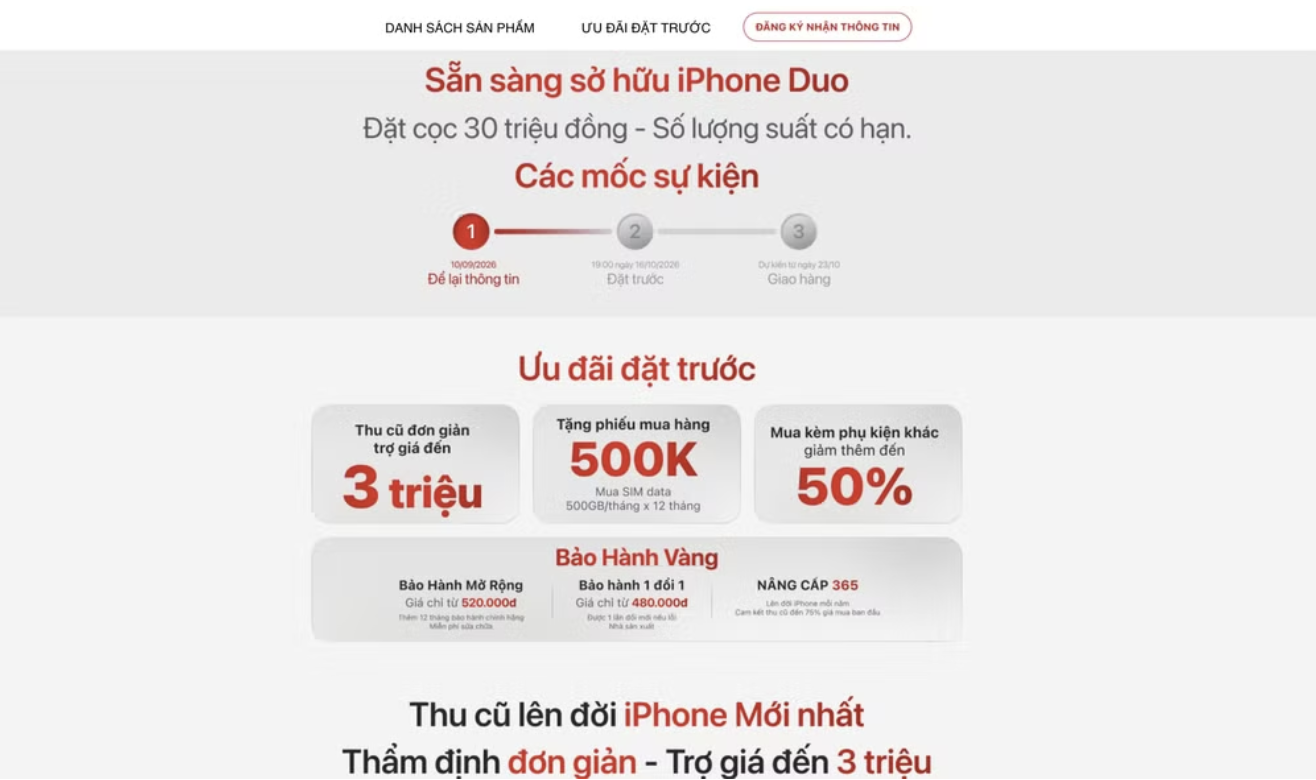 Muốn sở hữu sớm iPhone Duo, người dùng Việt phải đặt cọc trước 30 triệu
