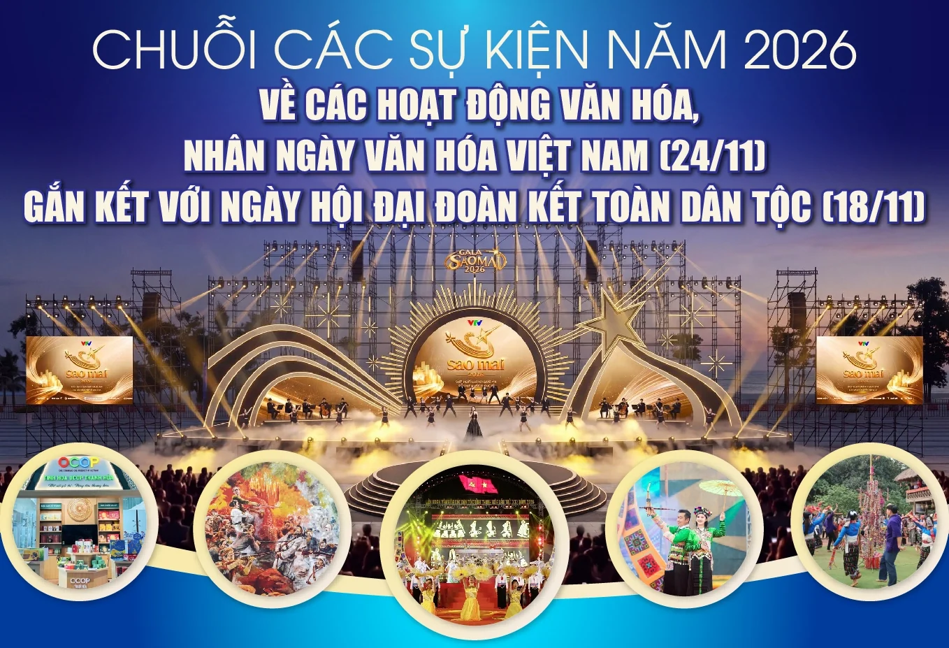 Chuỗi sự kiện năm 2026 về các hoạt động văn hóa nhân ngày văn hóa Việt Nam gắn kết với Ngày hội Đại đoàn kết toàn dân tộc