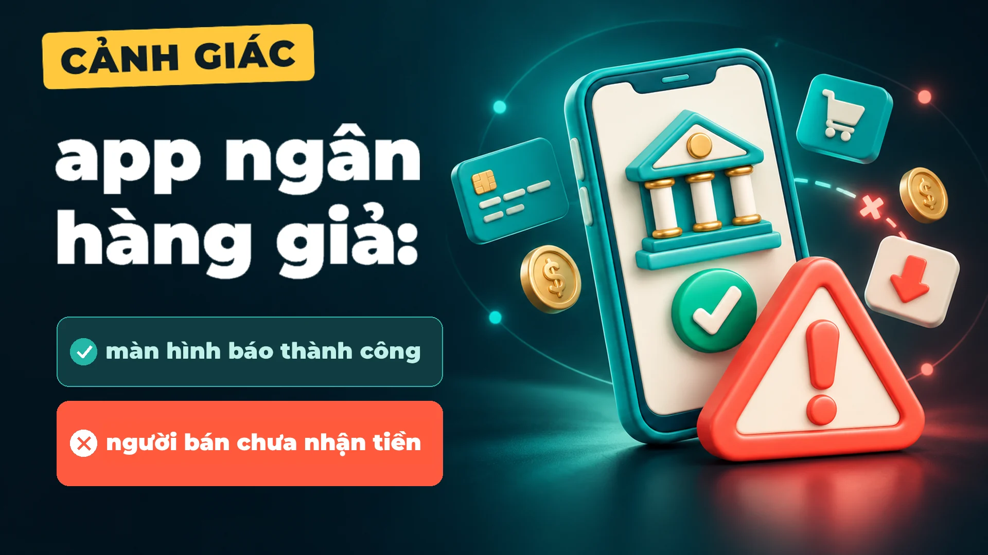 Cảnh giác app ngân hàng giả: màn hình báo thành công, người bán chưa nhận tiền