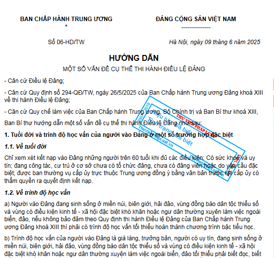 Ban Bí thư hướng dẫn cách tính nhiệm kỳ, số thứ tự đại hội đảng bộ, chi bộ