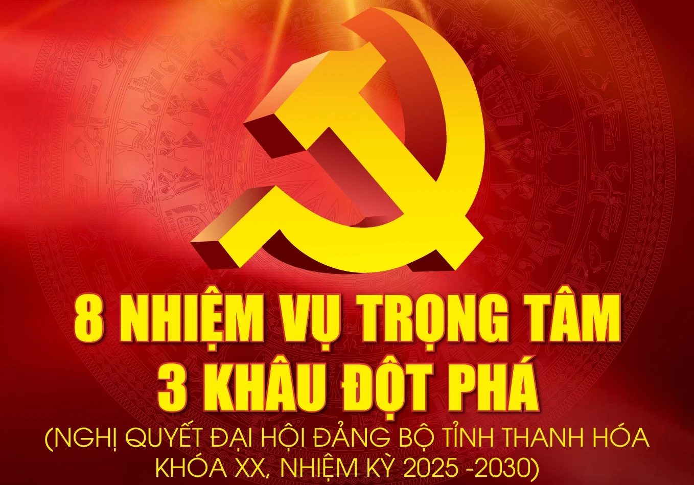 [Infographics] - 8 nhiệm vụ trọng tâm, 3 khâu đột phá trong Nghị quyết Đại hội Đảng bộ tỉnh Thanh Hóa lần thứ XX
