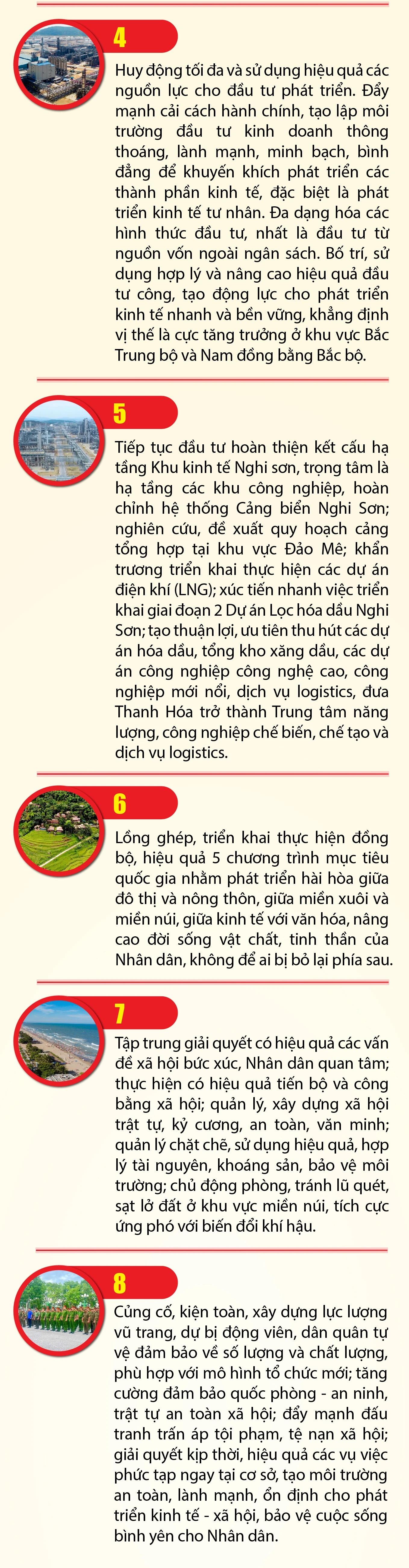 [Infographics] - 8 nhiệm vụ trọng tâm, 3 khâu đột phá trong Nghị quyết Đại hội Đảng bộ tỉnh Thanh Hóa lần thứ XX