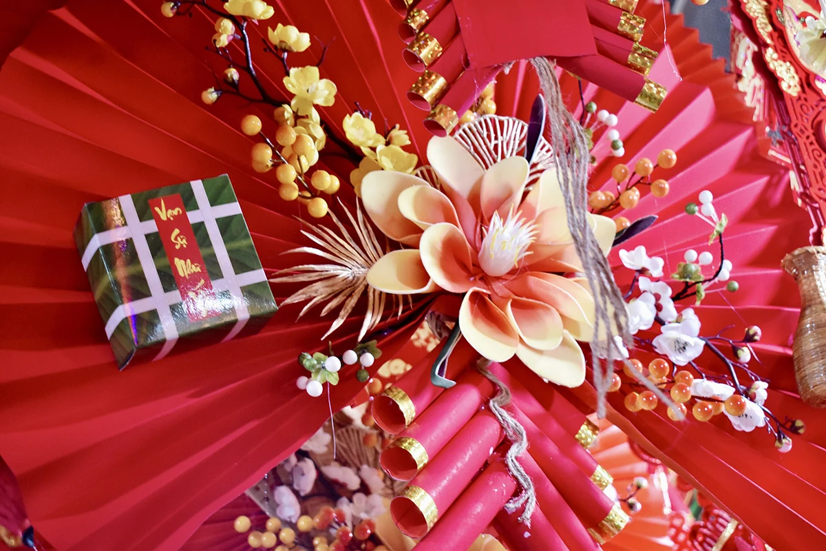 Brilliant red Tet decorations.