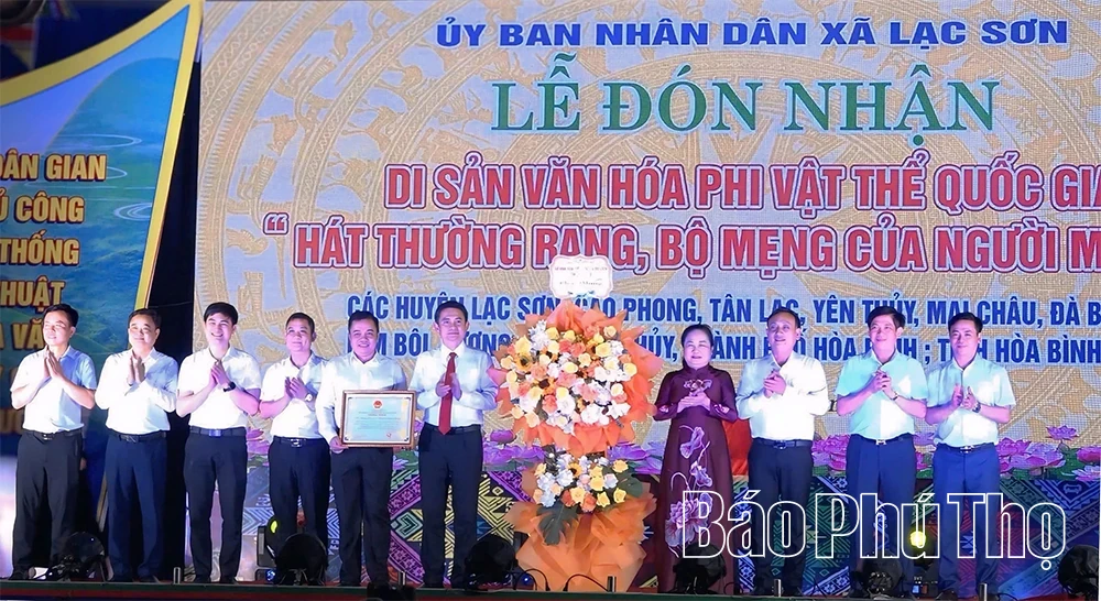 Reception of the National Intangible Cultural Heritage Certificate for Muong Ethnic Thuong Rang and Bo Meng Singing
