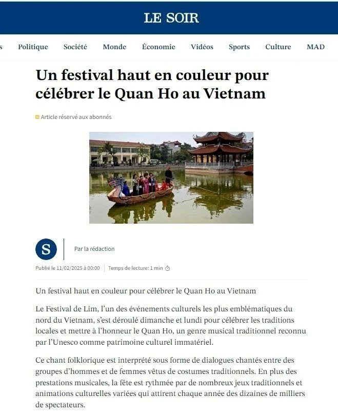 Báo Bỉ ca ngợi văn hóa dân gian Việt Nam