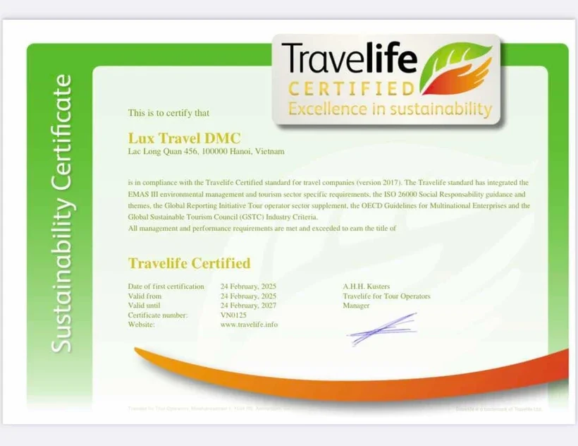 Việt Nam lần đầu tiên có hãng lữ hành xa xỉ đạt chứng nhận du lịch bền vững