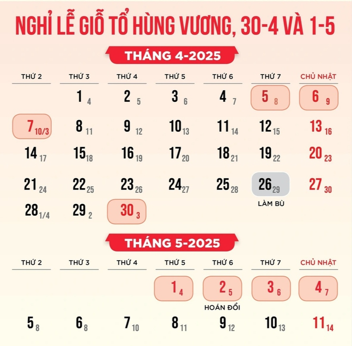Lịch nghỉ lễ 30/4-1/5 của học sinh cả nước