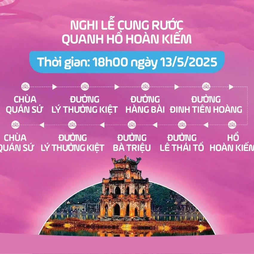 Cung rước và tôn trí Xá lợi Đức Phật về chùa Quán Sứ (Hà Nội) từ ngày 13/5