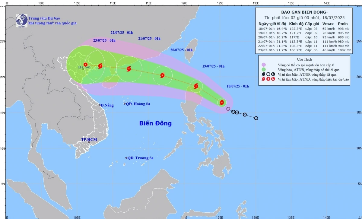 Bão Wipha sẽ di chuyển nhanh và đạt cường độ cấp 10 khi vào Biển Đông
