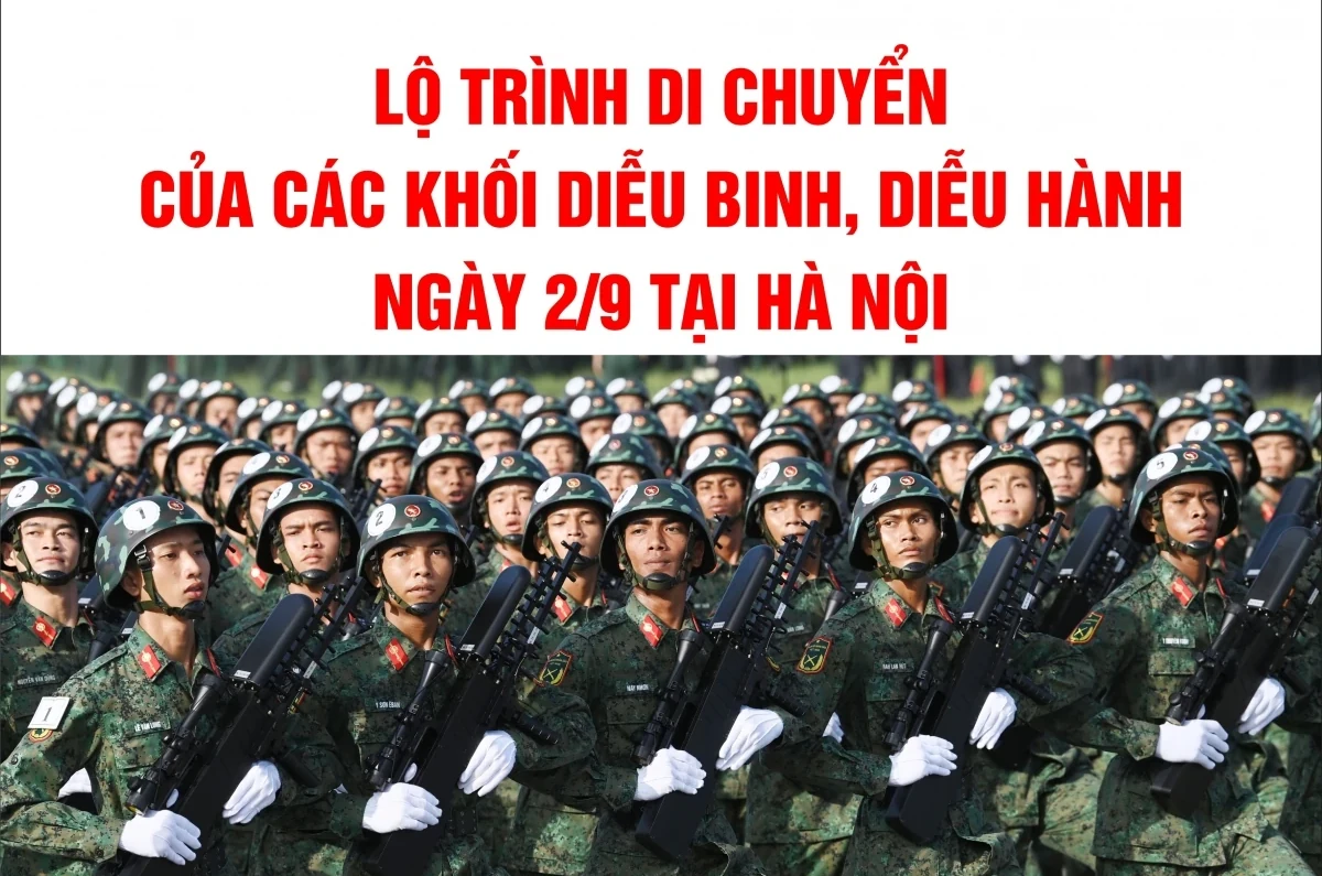 Lộ trình di chuyển của các khối diễu binh, diễu hành ngày 2/9 tại Hà Nội