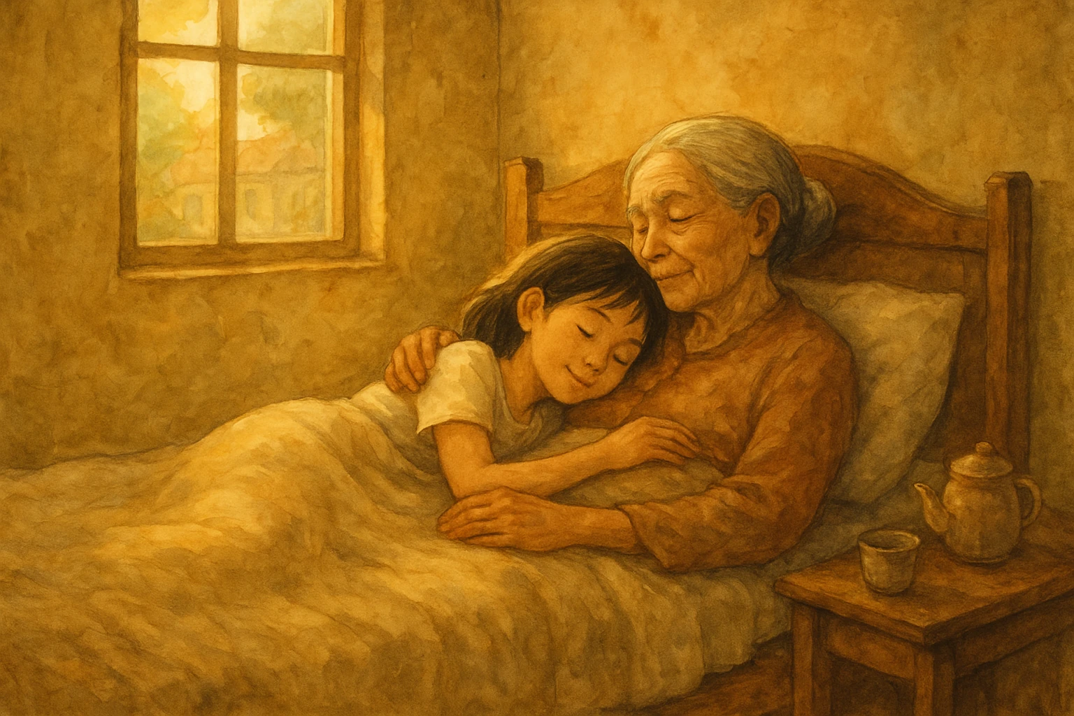 Ngày mới bắt đầu trên chiếc giường của bà