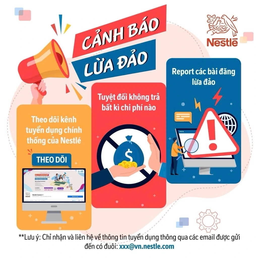 Nestlé Việt Nam cảnh báo tình trạng lừa đảo tuyển dụng