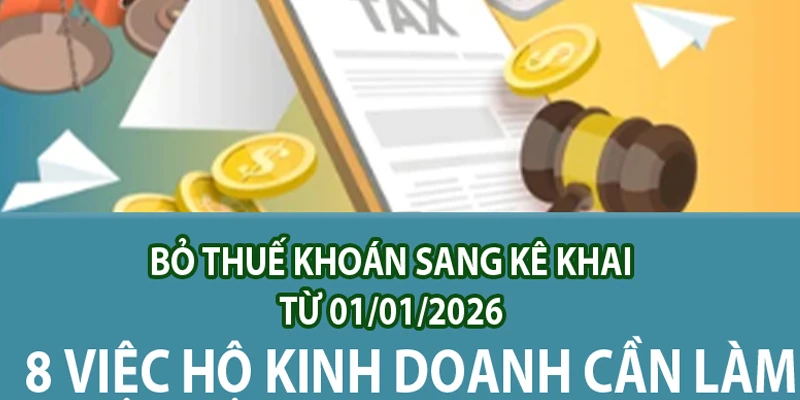 Bỏ thuế khoán sang kê khai từ 01/01/2026: 8 việc hộ kinh doanh cần làm