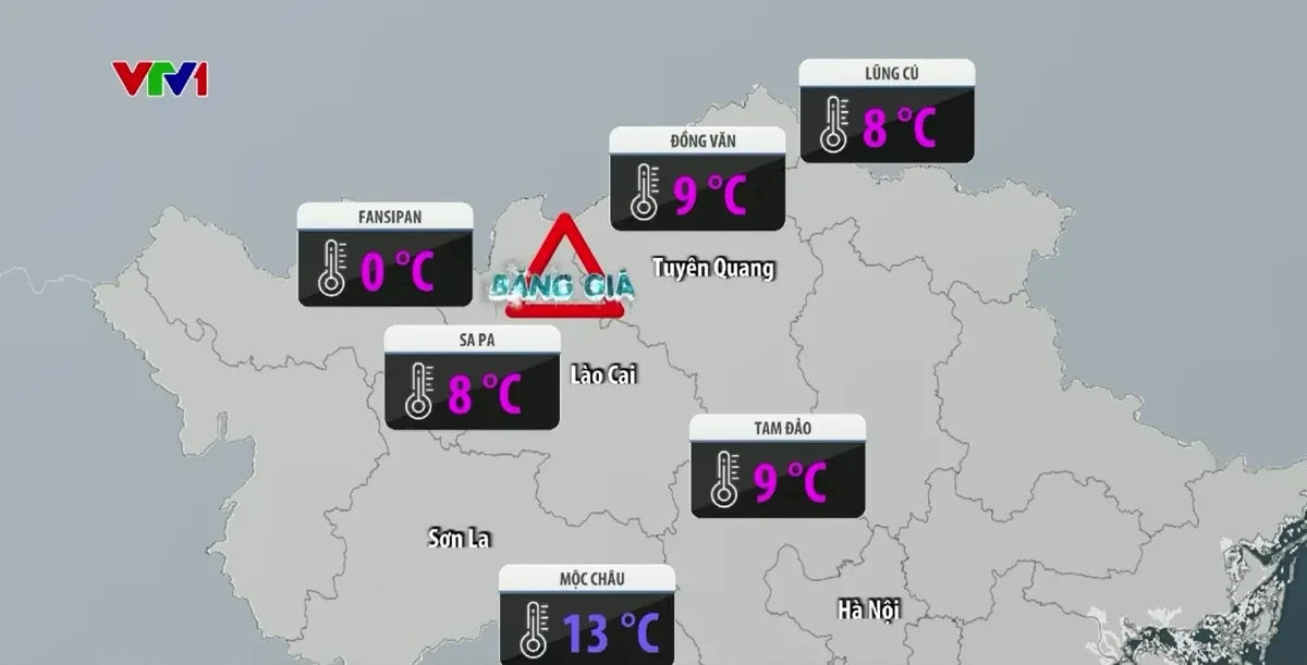Bắc Bộ rét đậm, vùng núi cao có thể xuống gần 0 độ, xảy ra băng giá