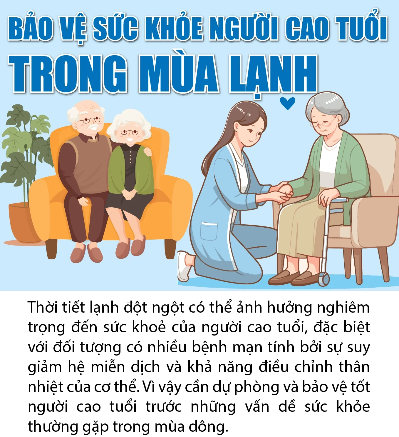 Bảo vệ sức khỏe người cao tuổi trong mùa lạnh