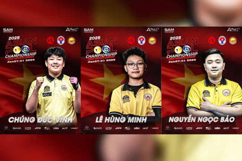 Thanh Hóa có 3 VĐV dự Giải vô địch trẻ châu Á Pool 9-ball