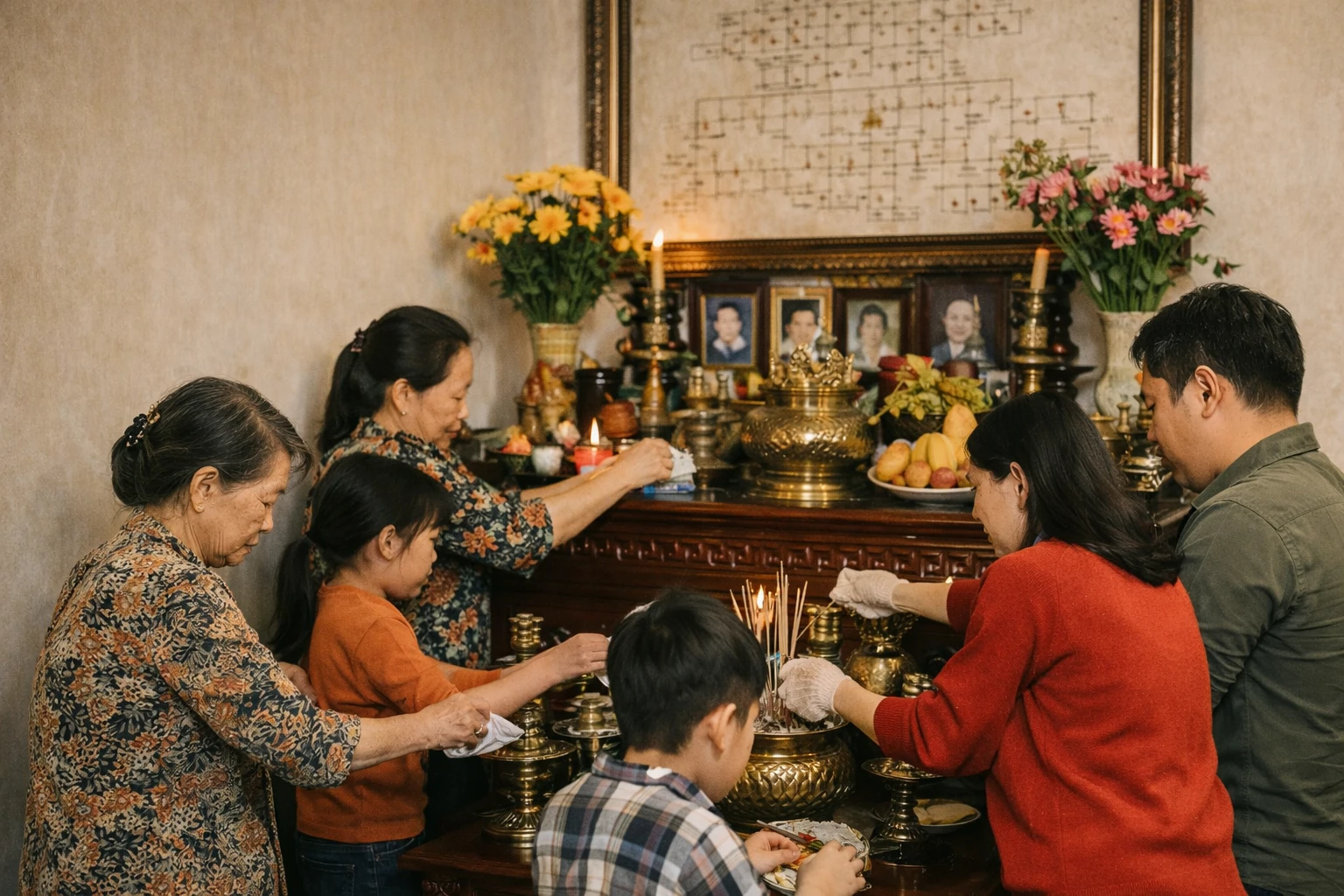 Bao sái ban thờ - giữ mạch ấm trong nếp nhà