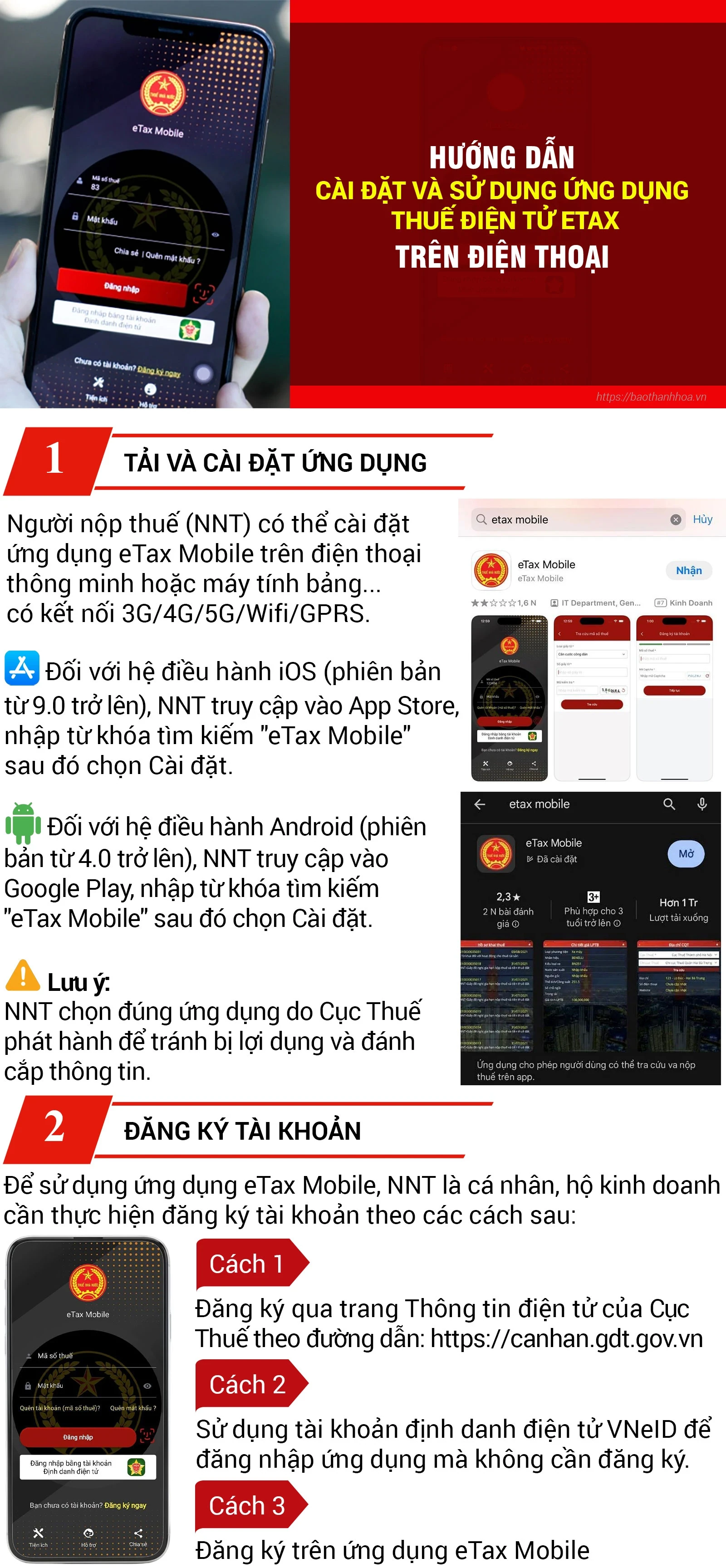 [Infographics] Hướng dẫn cài đặt và sử dụng ứng dụng thuế điện tử eTax trên điện thoại