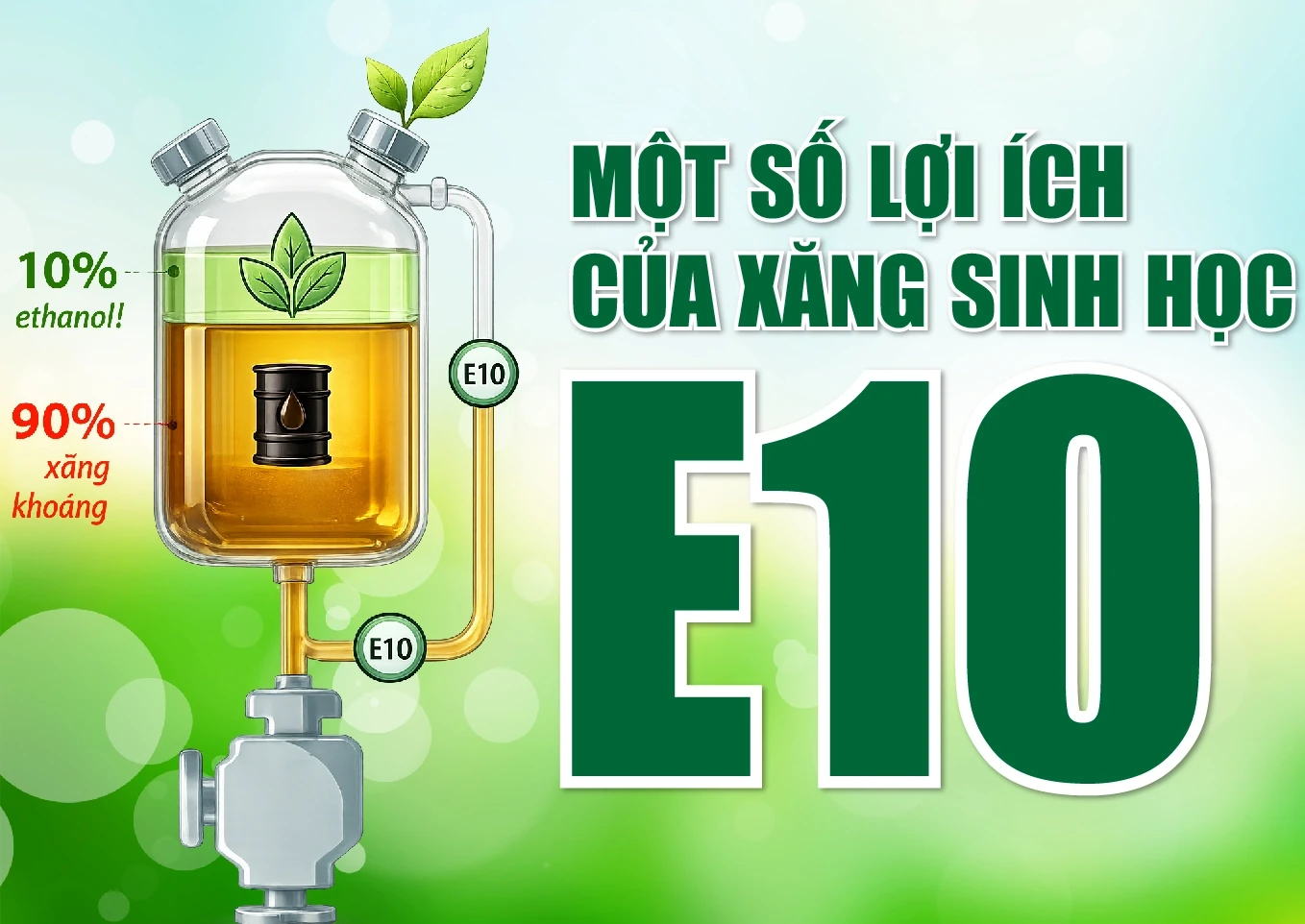 [Infographics] Một số lợi ích của xăng sinh học E10