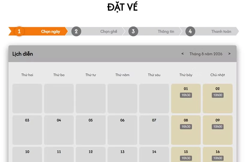 Bán vé trực tuyến đối với các chương trình biểu diễn tại Rạp Xiếc Trung ương