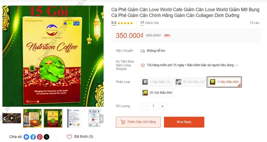 Xác minh, xử lý vi phạm quảng cáo sản phẩm “Love World Nutrition Coffee”