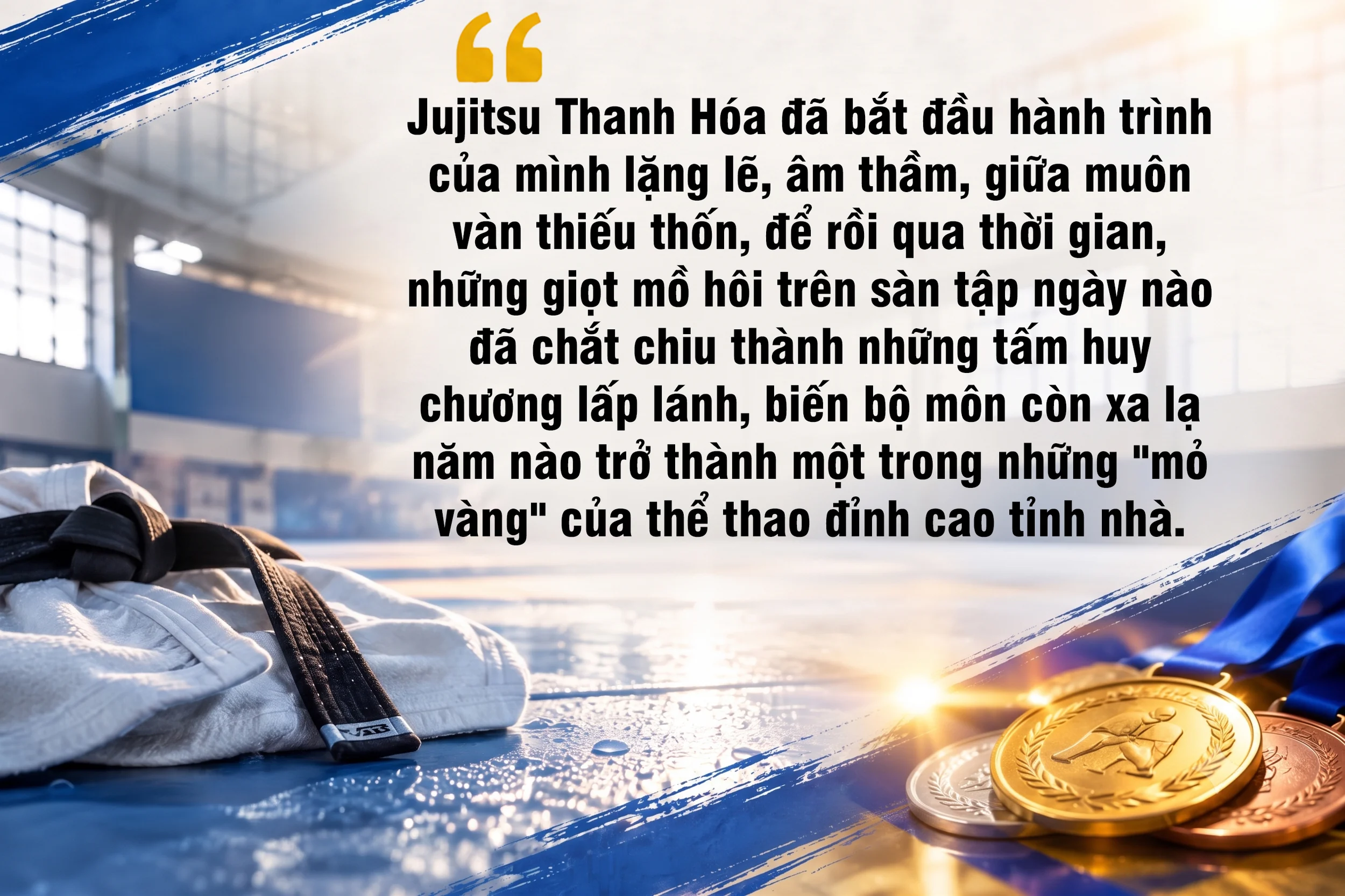 Giọt mồ hôi trên sàn tập hóa huy chương lấp lánh