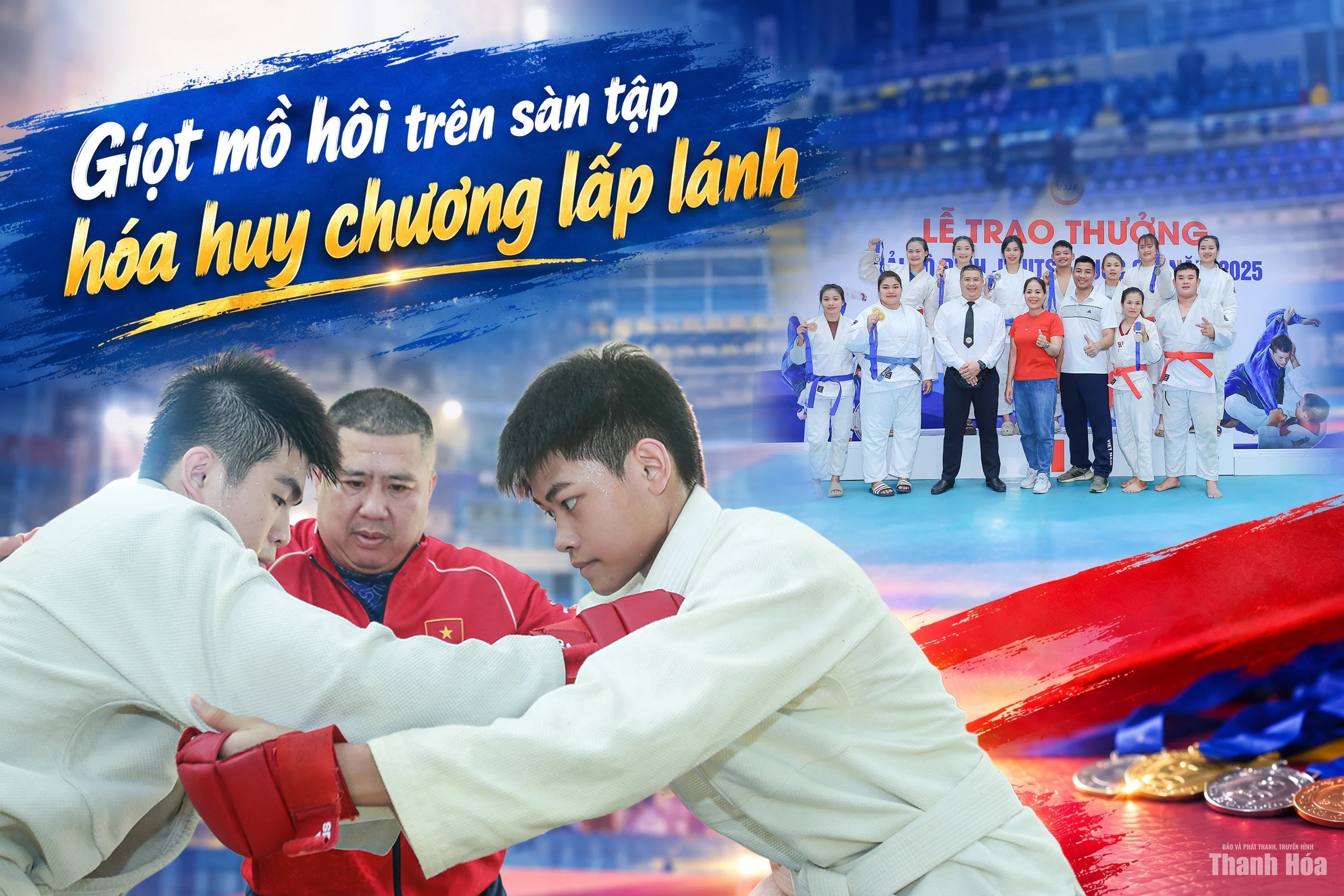 Giọt mồ hôi trên sàn tập hóa huy chương lấp lánh